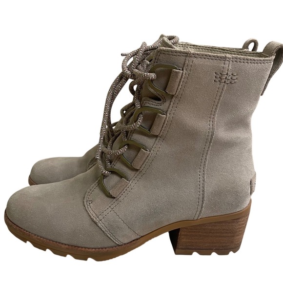 Sorel Women's Cate Lace Bootie Quarry Gum 2 Waterproof Leather Boot US 7.5